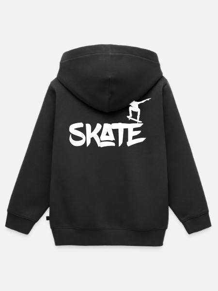 Skater Skate - Premium børne zip-hættetrøje økologisk - sort