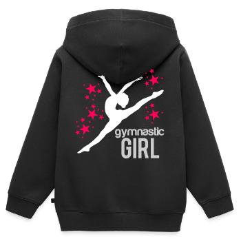 Gymnastique fille gymnastique gymnastique gymnastique au sol - Sweat Premium à capuche zippé enfant bio - noir - Dos - AI Model Kid Male (0cm)