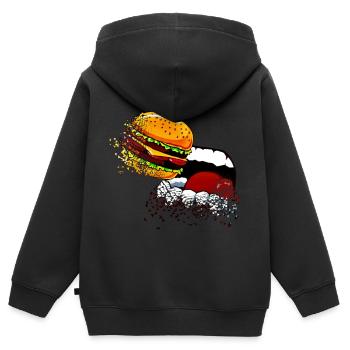 Burger - Sweat Premium à capuche zippé enfant bio - noir - Dos - AI Model Kid Male (0cm)