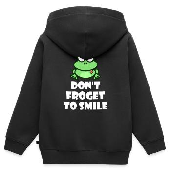 Frog Frogs Happy Tree Frog Smile - Kids Premium Organic Zip-up Hoodie - black - Back - AI Model Kid Male (0cm)