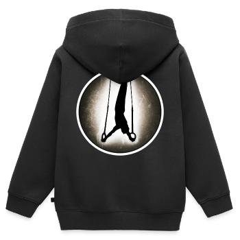 Gymnastique - Anneaux - Sweat Premium à capuche zippé enfant bio - noir - Dos - AI Model Kid Male (0cm)