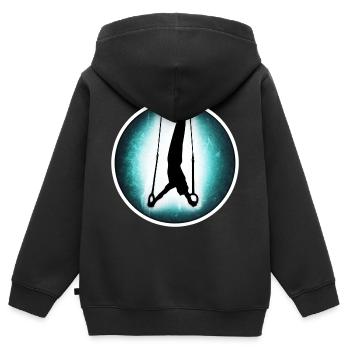 Gymnastique - Anneaux - Sweat Premium à capuche zippé enfant bio - noir - Dos - AI Model Kid Male (0cm)