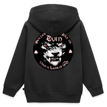 Odin vaut mieux un loup Odins qu'un agneau de dieu - Sweat Premium à capuche zippé enfant bio - noir - Dos - AI Model Kid Male (0cm)