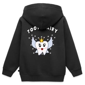 dent fée dent fée dentiste dent tanzanel - Sweat Premium à capuche zippé enfant bio - noir - Dos - AI Model Kid Male (0cm)