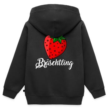 Dialecte souabe - Bräschtling schwabenland - Sweat Premium à capuche zippé enfant bio - noir - Dos - AI Model Kid Male (0cm)