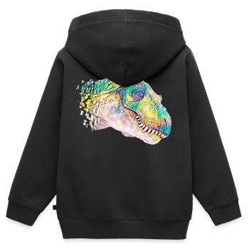 T-Rex - Sweat Premium à capuche zippé enfant bio - noir - Dos - AI Model Kid Male (0cm)