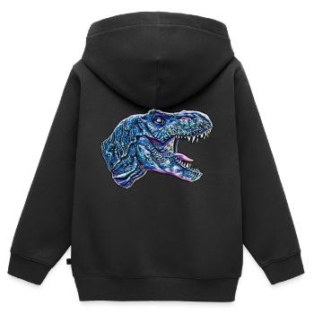 T-Rex - Sweat Premium à capuche zippé enfant bio - noir - Dos - AI Model Kid Male (0cm)