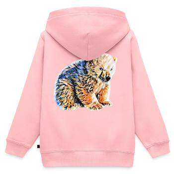 Ours polaire - Sweat Premium à capuche zippé enfant bio - rose - Dos - AI Model Kid Female (0cm)