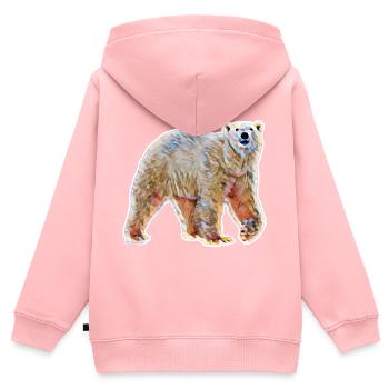Ours polaire - Sweat Premium à capuche zippé enfant bio - rose - Dos - AI Model Kid Female (0cm)
