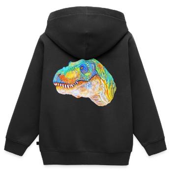 T-Rex - Sweat Premium à capuche zippé enfant bio - noir - Dos - AI Model Kid Male (0cm)