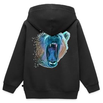 Ours polaire - Sweat Premium à capuche zippé enfant bio - noir - Dos - AI Model Kid Male (0cm)