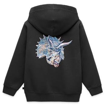 Triceratops - Kinder Premium Organic Zip Hoodie - Schwarz - Hinten - AI Model Kid Male (0cm)