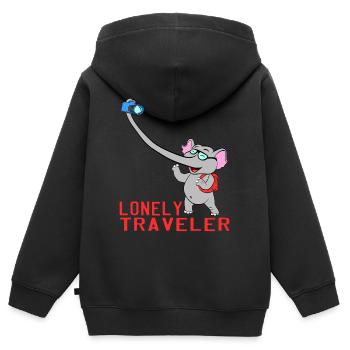 Solo? Allein? Reisender Ein schönes reisendes - Kinder Premium Organic Zip Hoodie - Schwarz - Hinten - AI Model Kid Male (0cm)