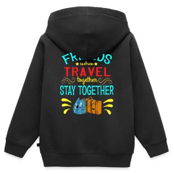 Mit Freunden reisen? Ein schönes reisendes Design - Kinder Premium Organic Zip Hoodie - Schwarz - Hinten - AI Model Kid Male (0cm)