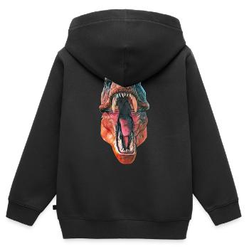 T-Rex - Sweat Premium à capuche zippé enfant bio - noir - Dos - AI Model Kid Male (0cm)