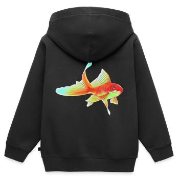 Goldfisch - Kinder Premium Organic Zip Hoodie - Schwarz - Hinten - AI Model Kid Male (0cm)