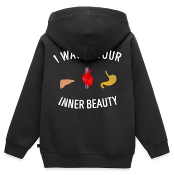 Aerzte Interne Beauté Médecine Cadeau interniste - Sweat Premium à capuche zippé enfant bio - noir - Dos - AI Model Kid Male (0cm)