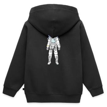 Cosmos astronaute - Sweat Premium à capuche zippé enfant bio - noir - Dos - AI Model Kid Male (0cm)