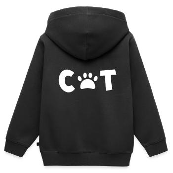 chat - chat - Sweat Premium à capuche zippé enfant bio - noir - Dos - AI Model Kid Male (0cm)
