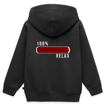 100% Relax loading - 100% Relax laden - Kinder Premium Organic Zip Hoodie - Schwarz - Hinten - AI Model Kid Male (0cm)