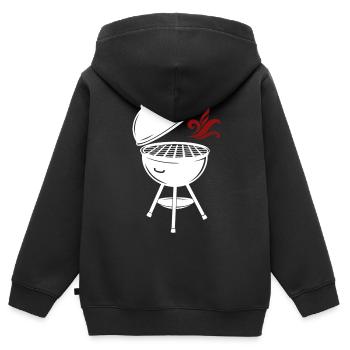 Barbecue Barbecue d’été BARBECUE Barbecue Grill saison - Sweat Premium à capuche zippé enfant bio - noir - Dos - AI Model Kid Male (0cm)