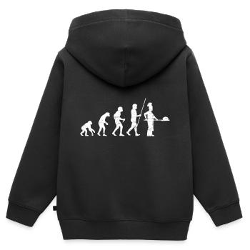 Bäcker Evolution Distressed Look - Kinder Premium Organic Zip Hoodie - Schwarz - Hinten - AI Model Kid Male (0cm)