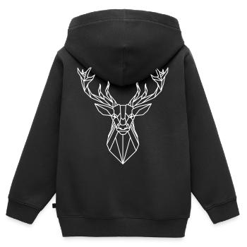 Geometrischer Hirschkopf - Kinder Premium Organic Zip Hoodie - Schwarz - Hinten - AI Model Kid Male (0cm)