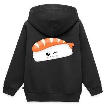 SUSHI - Kinder Premium Organic Zip Hoodie - Schwarz - Hinten - AI Model Kid Male (0cm)