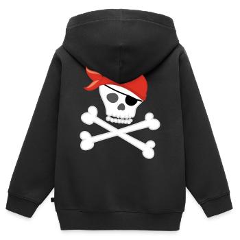 PIRATE - Sweat Premium à capuche zippé enfant bio - noir - Dos - AI Model Kid Male (0cm)