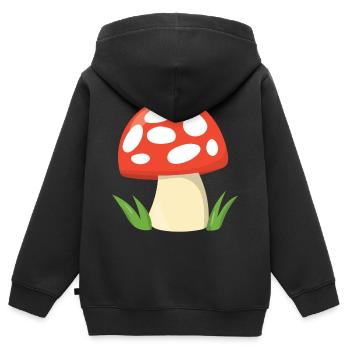 Pilz - Kinder Premium Organic Zip Hoodie - Schwarz - Hinten - AI Model Kid Male (0cm)