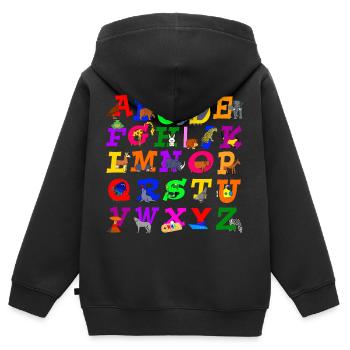 Alphabet - Kinder Premium Organic Zip Hoodie - Schwarz - Hinten - AI Model Kid Male (0cm)
