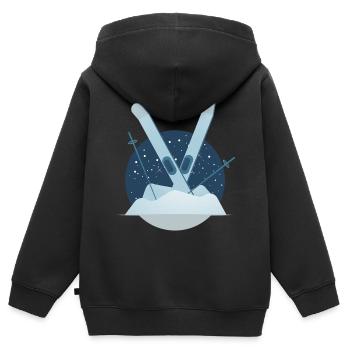 Ski, ski - Sweat Premium à capuche zippé enfant bio - noir - Dos - AI Model Kid Male (0cm)