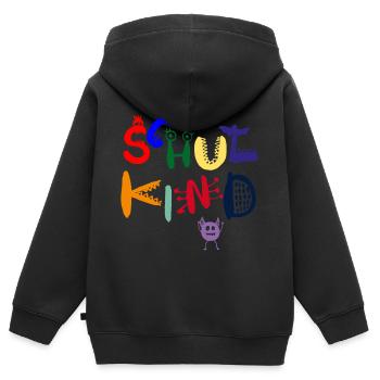 Schulkind - Monster - Kinder Premium Organic Zip Hoodie - Schwarz - Hinten - AI Model Kid Male (0cm)