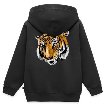 Tiger - Kinder Premium Organic Zip Hoodie - Schwarz - Hinten - AI Model Kid Male (0cm)