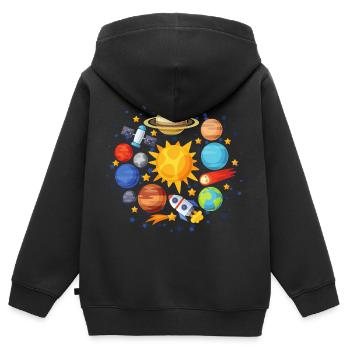 planet, sun, earth, pantene, universe - Kids Premium Organic Zip-up Hoodie - black - Back - AI Model Kid Male (0cm)