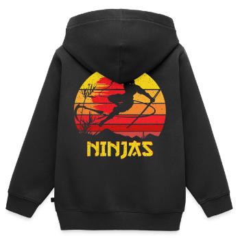 Ninja Warrior Ninjas Vintage - Kinder Premium Organic Zip Hoodie - Schwarz - Hinten - AI Model Kid Male (0cm)