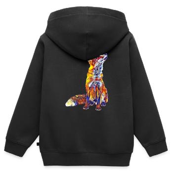 Fuchs - Kinder Premium Organic Zip Hoodie - Schwarz - Hinten - AI Model Kid Male (0cm)