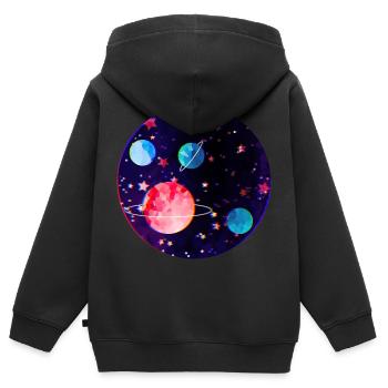 univers - Sweat Premium à capuche zippé enfant bio - noir - Dos - AI Model Kid Male (0cm)