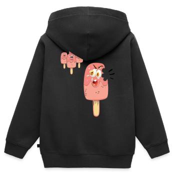 It's not funny to eat tea. Funny ice cream. - Kids Premium Organic Zip-up Hoodie - black - Back - AI Model Kid Male (0cm)