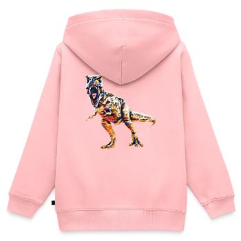 T-Rex - Sweat Premium à capuche zippé enfant bio - rose - Dos - AI Model Kid Female (0cm)