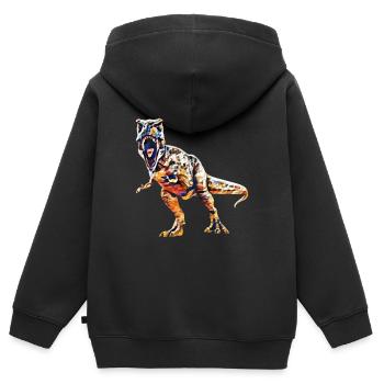 T-Rex - Sweat Premium à capuche zippé enfant bio - noir - Dos - AI Model Kid Male (0cm)