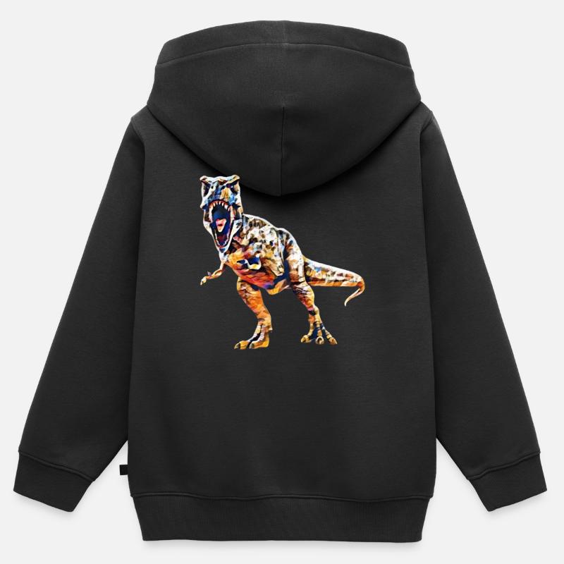 T-Rex - Sweat Premium à capuche zippé enfant bio - noir