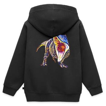 T-Rex - Sweat Premium à capuche zippé enfant bio - noir - Dos - AI Model Kid Male (0cm)