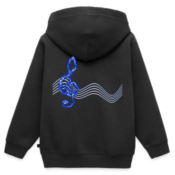 Clé de partition Musique - Sweat Premium à capuche zippé enfant bio - noir - Dos - AI Model Kid Male (0cm)