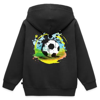 Fußball Geschenk Fußballbekleidung Jungen Mädchen - Kinder Premium Organic Zip Hoodie - Schwarz - Hinten - AI Model Kid Male (0cm)