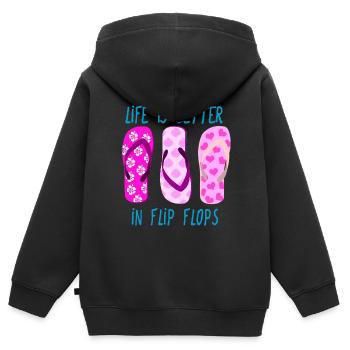 Life is better in Flip Flops - Kinder Premium Organic Zip Hoodie - Schwarz - Hinten - AI Model Kid Male (0cm)
