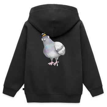 Noix de pigeon - Sweat Premium à capuche zippé enfant bio - noir - Dos - AI Model Kid Male (0cm)