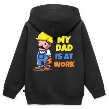 Mein Vater ist bei der Arbeit - Kinder Premium Organic Zip Hoodie - Schwarz - Hinten - AI Model Kid Male (0cm)