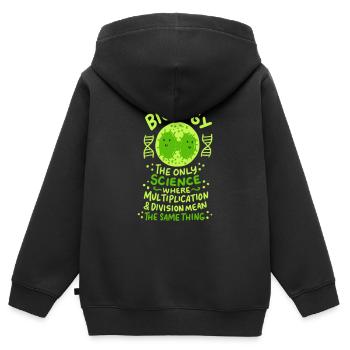 Biologie die einzige Wissenschaft, in der ich schenke - Kinder Premium Organic Zip Hoodie - Schwarz - Hinten - AI Model Kid Male (0cm)