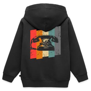 Téléphone - Sweat Premium à capuche zippé enfant bio - noir - Dos - AI Model Kid Male (0cm)